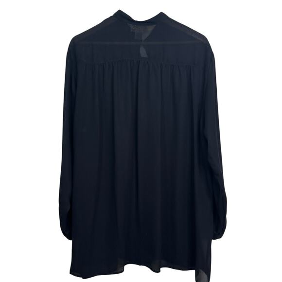 Vintage Gottex Size Large Black Chiffon Button Up Kaftan Swim Beach Cover Up - Picture 5 of 6